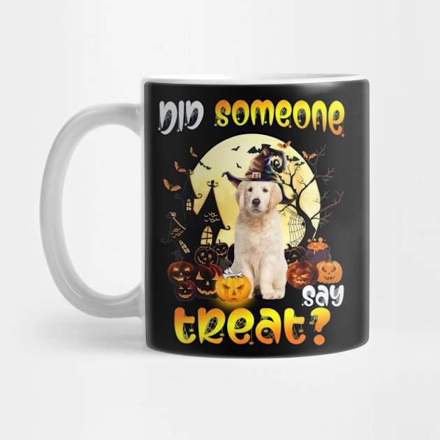 Golden Retriever Did Someone Say Treat Happy Halloween by Ripke Jesus